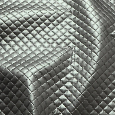 Stoff Kunstleder Stepper Raute klein silber Matelasse gesteppt kaschiert - Bild 1 von 4