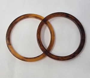 2 Bakelite Bangles Bracelets Stackable Brown Amber Translucent 3" TESTED - Picture 1 of 9