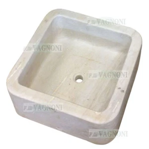 Lavandino lavello in marmo bianco scolpito da blocco cm 50 arredo bagno cucina - Foto 1 di 4