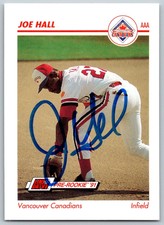 1991 Line Drive AAA #633 Joe Hall SIGNED   Vancouver Canadians
