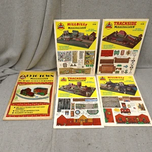 Vtg AHM HO Scale Cutout Buildings Trackside Ministructures Set of 5 Complete - Picture 1 of 18