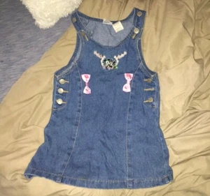 Vintage Disney Mickey & Co. girls embroidered denim overall dress • Size 5/6 - Picture 1 of 4