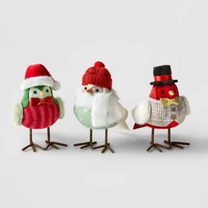 3ct Mini Jolly Fabric Winter Holiday Bird Decorative Figurine Wondershop™ XMAS - Picture 1 of 2