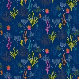 Tela 100 % algodón mosaico Nutex olas mar océano arrecife de coral náutico - Imagen 1 de 14