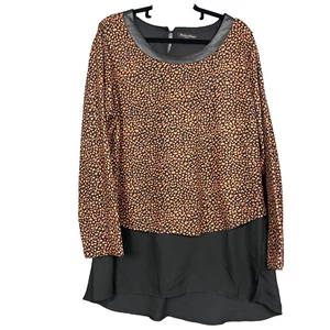 Caroline Morgan Tunic Womens Size 16 Animal Print Lined Knit Long Sleeve Top - Picture 1 of 23