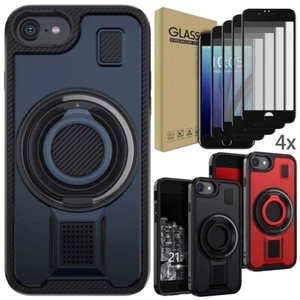 For iPhone 6s 6 4.7 Shockproof Thin Slim Ring Stand Phone Case  / Tempered Glass - Picture 1 of 32
