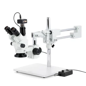 Amscope 7X-45X Simul-Focal Stereo Zoom Boom Microscope +10MP Camera + LED Light - Picture 1 of 10