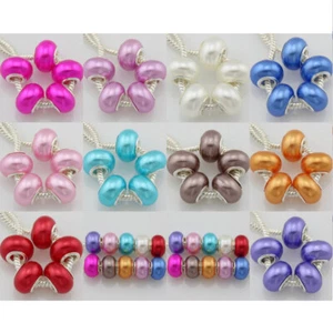 Wholesale 50Pcs /Lot Pearl Color Mix Acrylic Beads Fit Charm Bracelet ZH14 - Picture 1 of 12