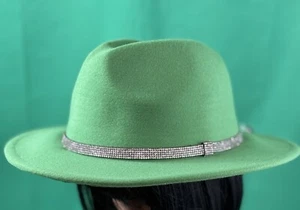 Womens Fedora Hat adj. string Off Green Size - Picture 1 of 8
