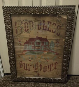 1800- 1830 ANTIQUE MOTIF. & VERBIAGE  SAMPLER. VERY PRIMITIVE, GOOD COLOR - Picture 1 of 18