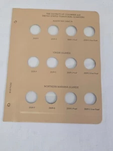 Dansco Coin Album 8145 Page 1 ONLY DC/Territories Quarters 2009 PD w/Proofs Book - Picture 1 of 5