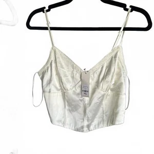NWT small Elegant Lace-Trimmed Cream Corset Top - Picture 1 of 1