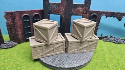 3D-SCALE 4x Spur 0 (1:45) Holzkisten Versandkisten Holz Lager LKW Ladegut Transportboxen