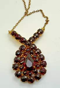 Alte Böhmen Strasskette Collier Kette Necklace Strass Granat Granatkette Nr.313 - Bild 1 von 4
