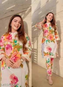 Hermoso conjunto Co-Ord verde rayón de diseñador Indan - Imagen 1 de 5