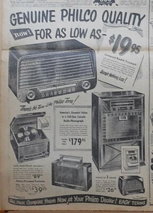 1951 newspaper ad for Philco Radios - Transitone, models PT532, 1730, 1230, 631 - Picture 1 of 1