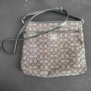 Coach Signature Umhängetasche Akten Messenger Bag Rauchgrau & Schwarz Handtasche - Bild 1 von 11