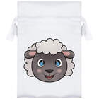 'Happy Sheep Face' Satin Drawstring Bag/Pouch (SB040799)