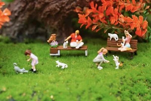 EY 1:64 Painted Figure Model Miniature Diorama Pet Walk Cat Kitten - Picture 1 of 39