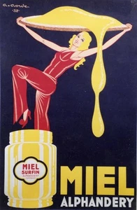 "MIEL ALPHANDERY" Affiche originale entoilée Litho G. GORDE 1932 84x123cm - Picture 1 of 1