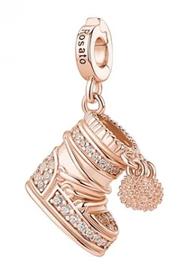 Charm ROSATO Storie in argento rosato 925 RZ259 con cristalli SCARPONE DA SCI - Picture 1 of 1