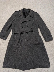 Abrigo vintage TWEED Donegal lana cinturón 48 espiga irlandés doble botonadura - Imagen 1 de 13