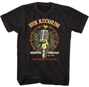 Sun Records Microphone Burst Black UNISEX T-Shirt Tee Fans Gift Size S-4XL - Picture 1 of 5