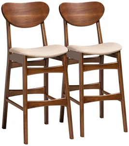 Baxton Studio Katya 29" Sand Fabric Bar Stools Set of 2 - Picture 1 of 1