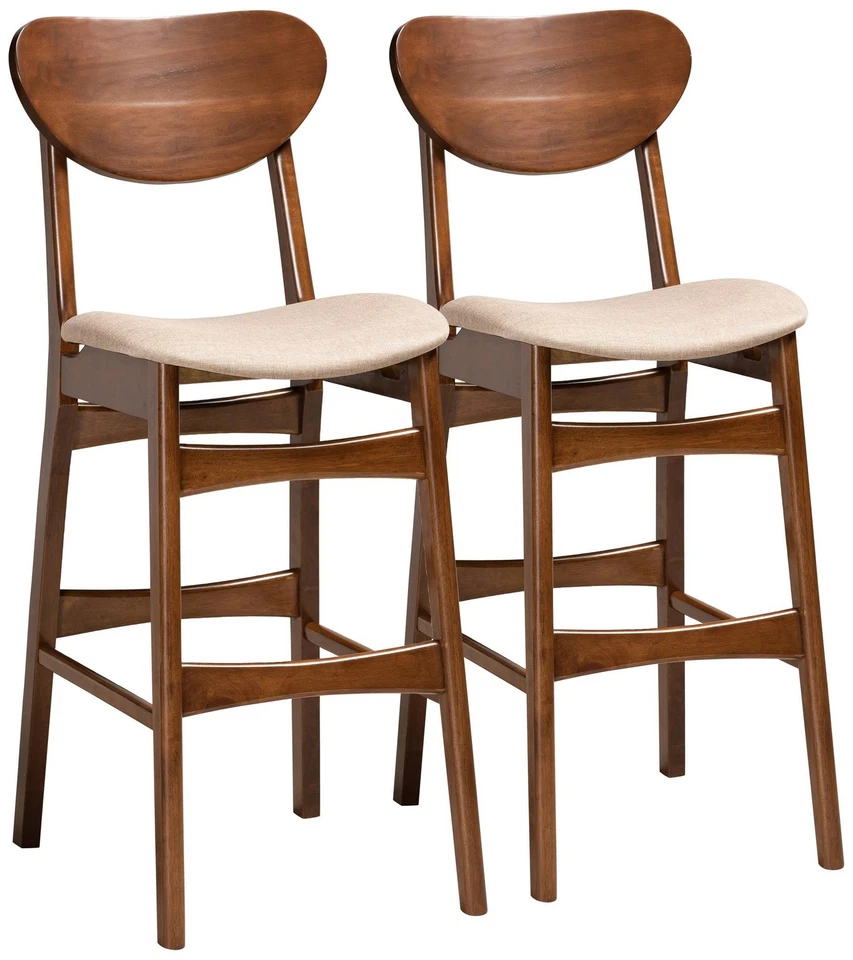 Baxton Studio Katya 29" Sand Fabric Bar Stools Set of 2 - Image 1 of 1