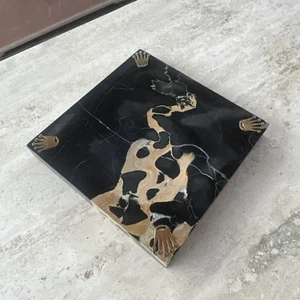 Rolex Posacenere Ashtray Marmo Portoro Nero Oro Originale 15*15cm 1kg Rarissimo - Picture 1 of 7
