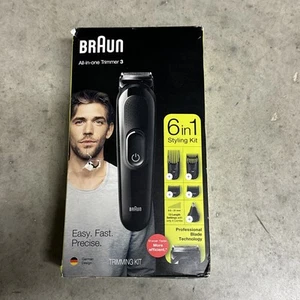Braun All In One Trimmer 3 Trimming 6 In 1 Styling Kit Professional Blade Black - Picture 1 of 4