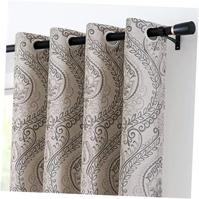  Cortinas Damasco Gris Cortinas Paisley 52"W x 95"L (Pack de 2) Marrón sobre Beige Foto 1 de 4