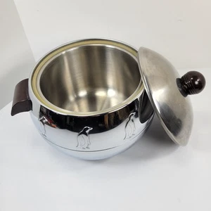 Vintage West Bend Penguin Ice Bucket Hot Cold Server Bakelite Handles Chrome MCM - Imagen 1 de 12