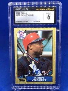1987 Topps Kirby Puckett #450 Auto Autograph CGC 6 Minnesota Twins - Picture 1 of 2