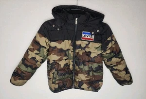 Levis Camo Puffer Coat Boys Size 7/Large (6-7 Years) Full Zip Hood - Picture 1 of 9