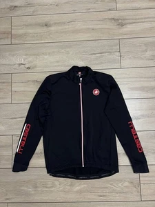 Men Castelli Thermal Long Sleeve Jacket Full Zip Cycling Bike XL Jersey Black - Picture 1 of 9