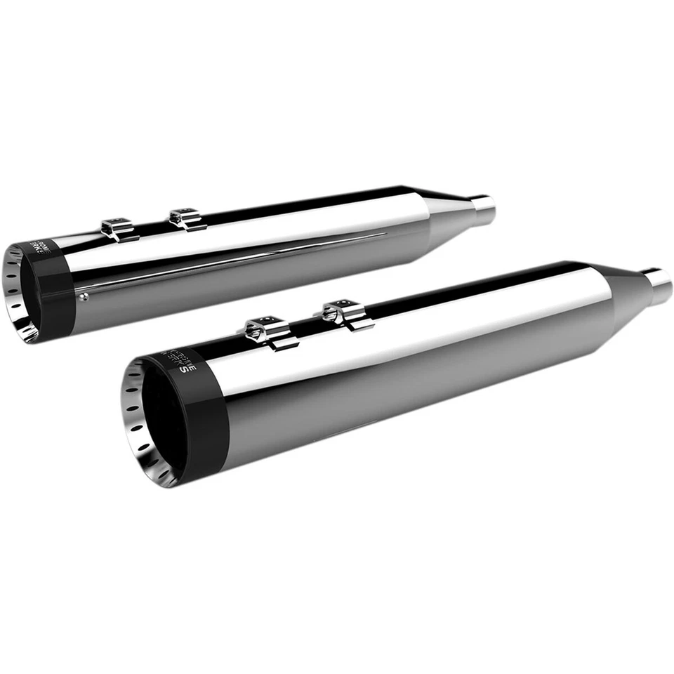 Khrome Werks Chrome 4.50" HP-Plus Slip-On Mufflers Black End Turbine Caps 202795 - Imagem 1 de 1