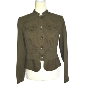 Chaqueta Militar Vintage Verde Oliva Algodón Utilidad Y2K Estilo Ajustado Talla 6 - Imagen 1 de 12