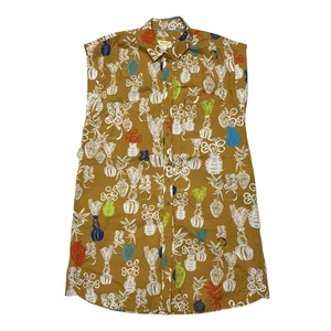 Maeve Anthropologie Shirt Womens Medium Sleeveless Button Up Vase Print Boho - Picture 1 of 9