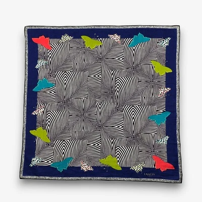 Винтажный 90-х Lanvin носовой платок Swirl мотив шейный платок бабочка квадратный шарф - Изображение 1 из 4