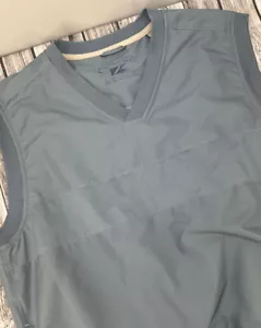 Cutter & Buck V Neck Windbreaker Vest Mens Large Climaguard Lined pullover Blue - Picture 1 of 11