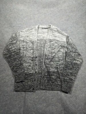 T by ALEXANDER WANG Size M Black White Marbled Cotton Blend Cardigan Sweater - Image 1 of 4