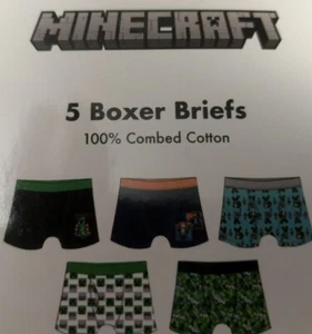 Minecraft 5 Pack Boys Boxer Briefs 100% Cotton Size 4,6 or 8 - Picture 1 of 3