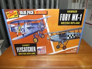 LINDBERG VALUE PACK 2 MODEL KITS HAWKER FURY MK-1 & FAIREY FLYCATHER NIB 2016 - Picture 1 of 4