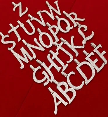 COLGANTE DE PLATA ALFABETO ACABADO ORO BLANCO 10K CON DIAMANTES CREADOS EN LABORATORIO Foto 1 de 4