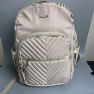 Lovevook diaper bag backpack waterproof pocket changing pad laptop   beige gold - Picture 1 of 7
