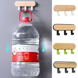 Self-adhesive Sticky Hooks Wooden Multifunction Wall-Mounted Rack Hanger Holder