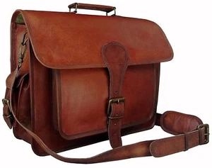 Homme Véritable Cuir Vintage 16 " Sacoche Épaule Sac Ordinateur Portable - Picture 1 of 6