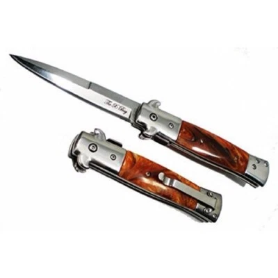 THE X BAY 9" Amber Handle Blade Michael Corleone Godfather Pocket Knife Fast Assisted Open