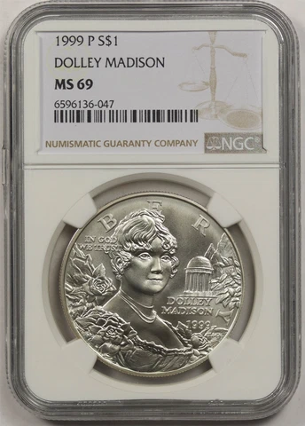 1999-P Dolley Madison $1 NGC MS 69 Modern Commemorative Silver Dollar Cover